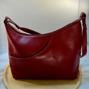 Maxx New York Deep Red Leather Hobo Bag